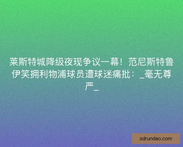 莱斯特城降级夜现争议一幕！范尼斯特鲁伊笑拥利物浦球员遭球迷痛批：_毫无尊严_