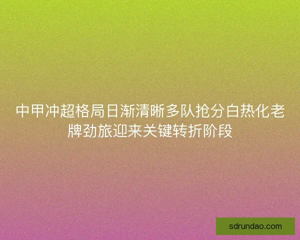 中甲冲超格局日渐清晰多队抢分白热化老牌劲旅迎来关键转折阶段